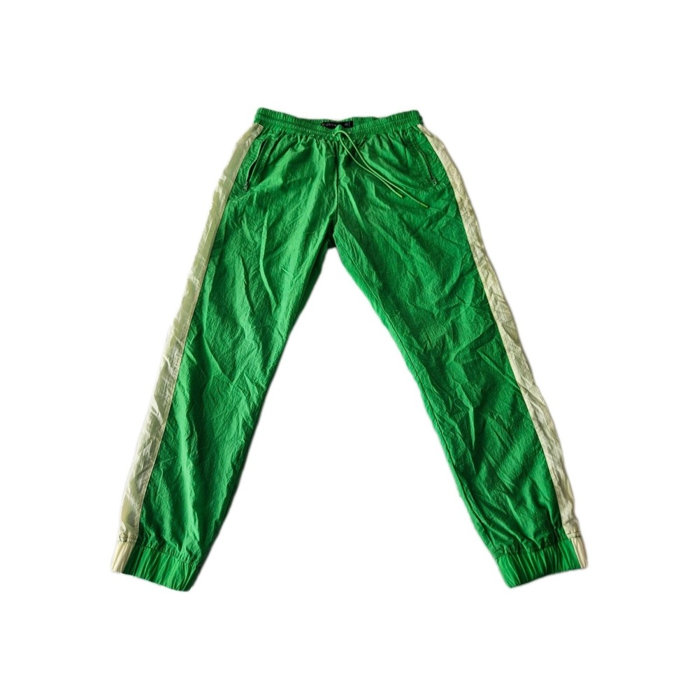Hudson Outerwear Bright Green Striped Windbreaker Track Pants Urban Retro M